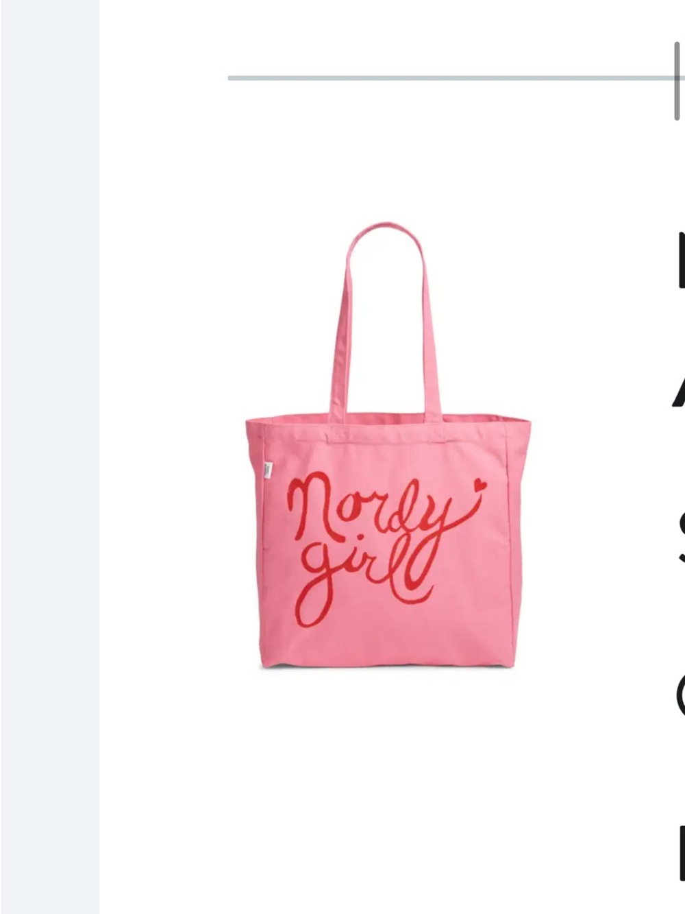 Nordstrom Pink Tote with Red Script "Nordy Girl"